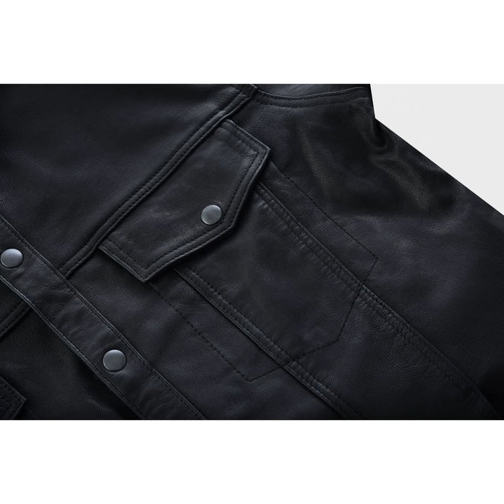Men's Premium Lightweight  Black Leather Shirt