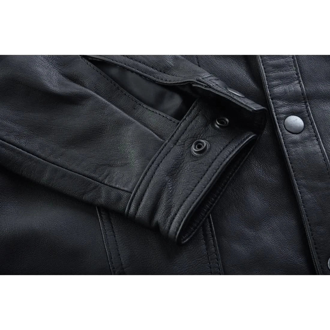Men's Premium Lightweight  Black Leather Shirt