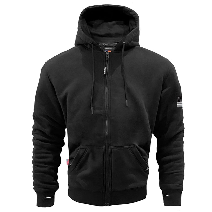 Protective Fleece Unisex Hoodie - Black Matte with Pads