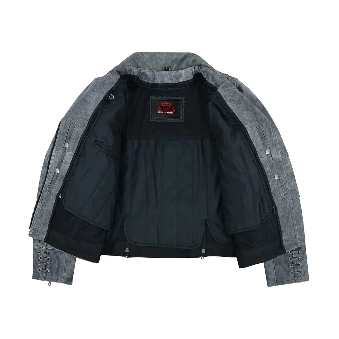 Frost Fury Women's Leather Biker Jacket – Gray