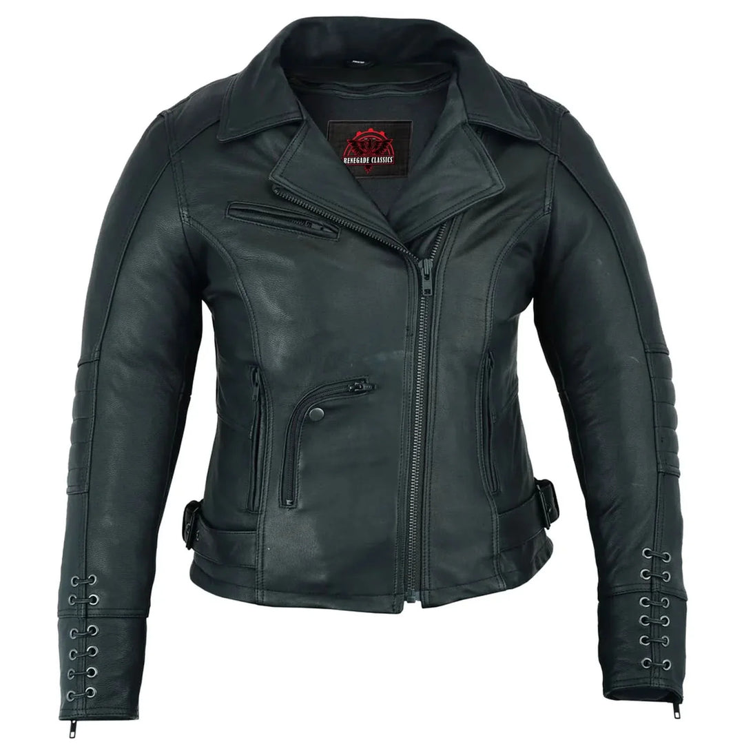 IronRose Women's Leather motorcycle Jacket – Black