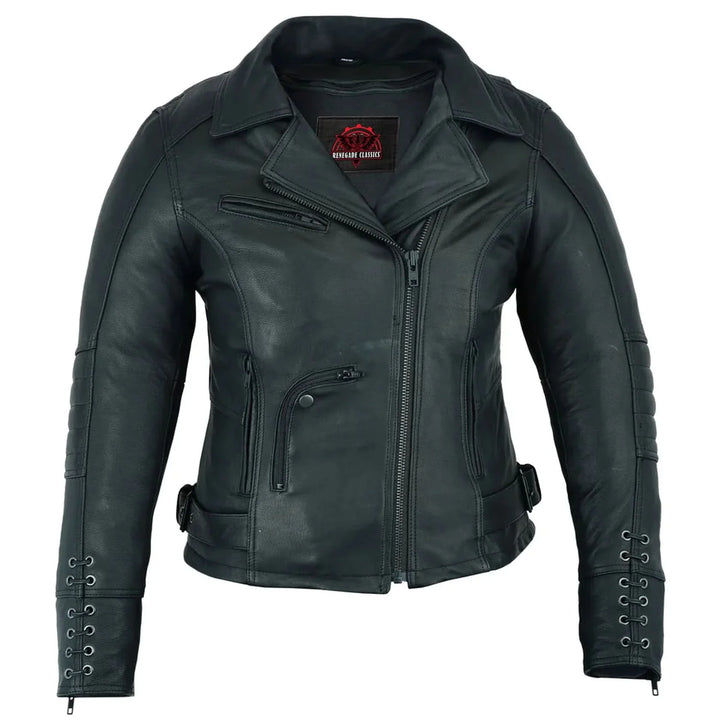 IronRose Women's Leather motorcycle Jacket – Black