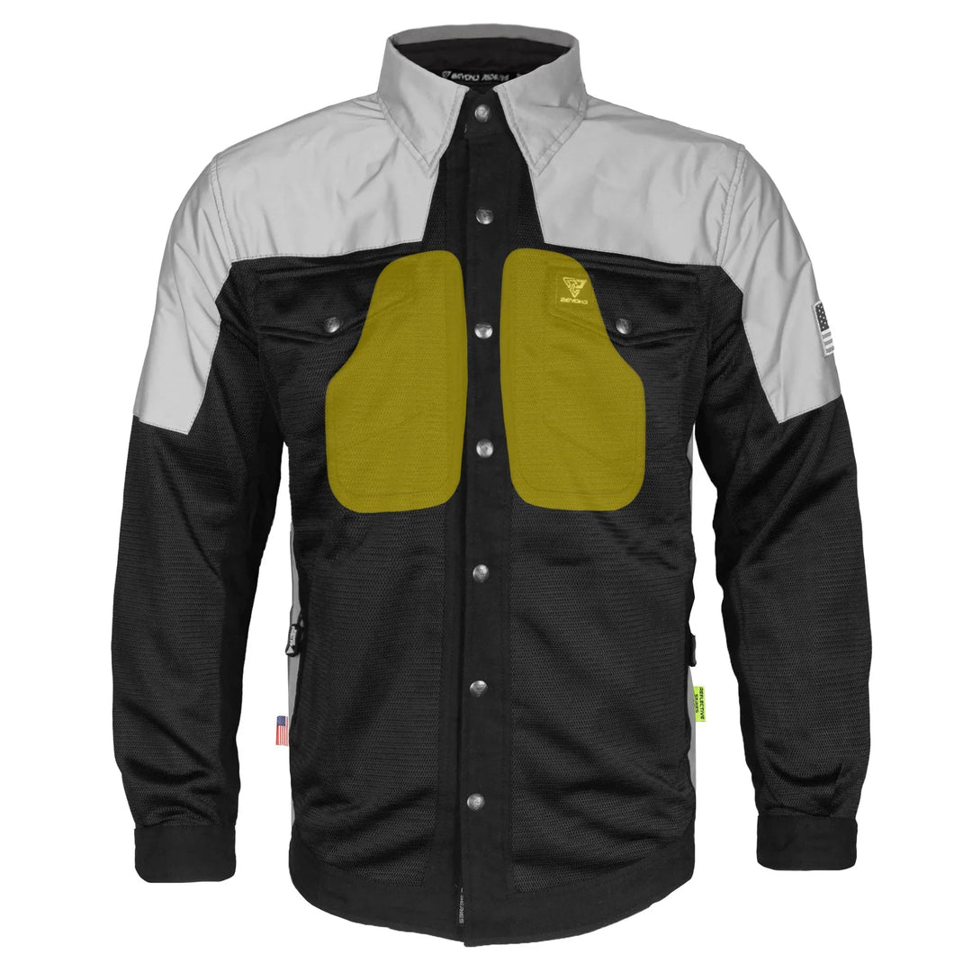 Summer Mesh Reflective Shirt "Alloy Eclipse" - Black and Silver with Pads
