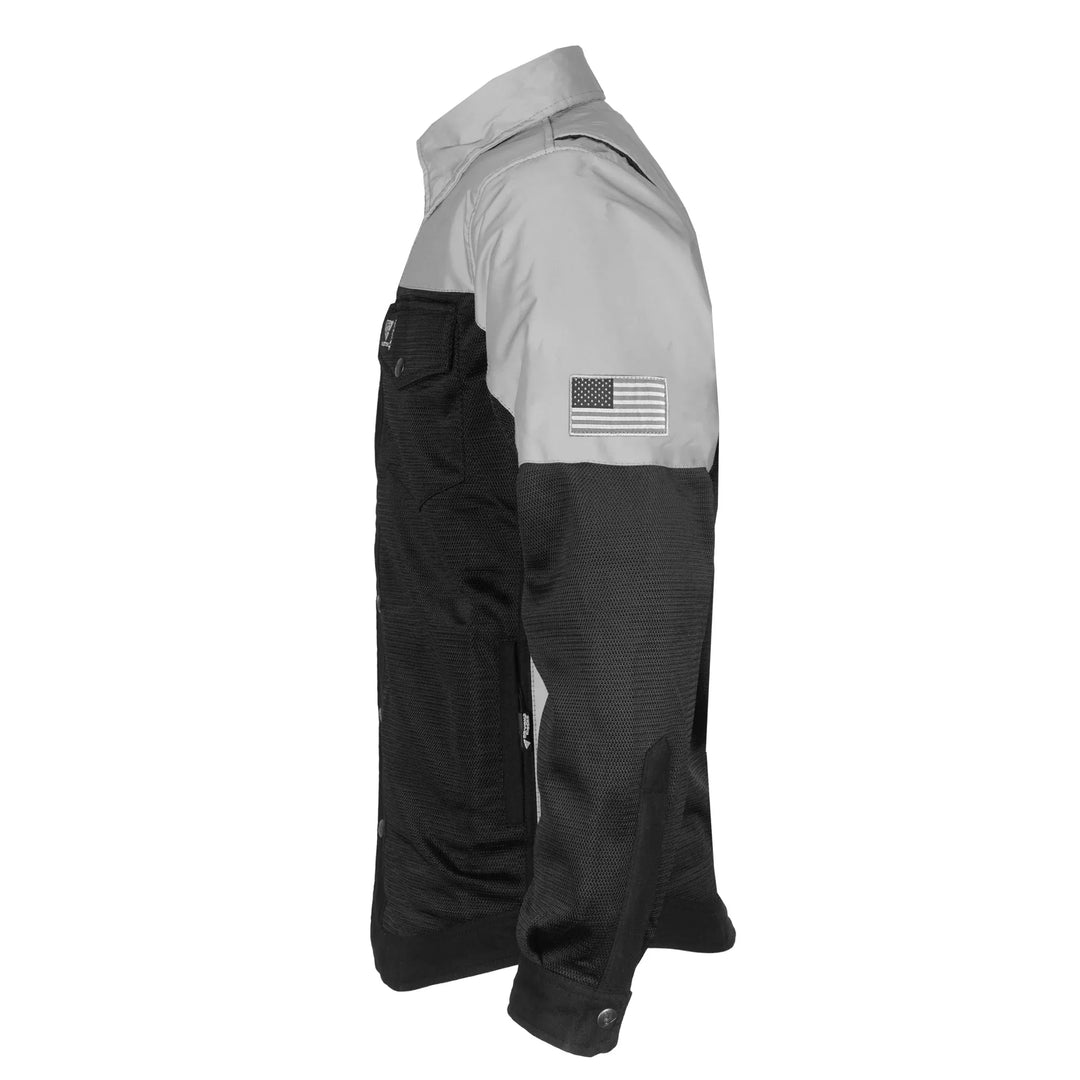 Summer Mesh Reflective Shirt "Alloy Eclipse" - Black and Silver with Pads