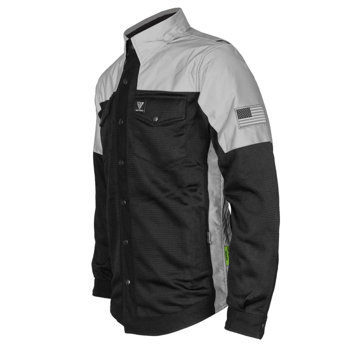 Summer Mesh Reflective Shirt "Alloy Eclipse" - Black and Silver with Pads