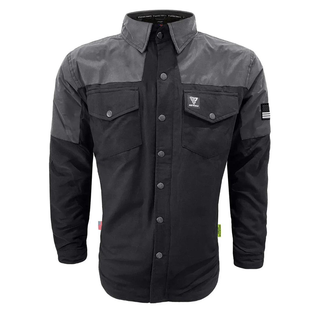 Flannel Reflective Shirt "Nightfall Nebula" - Black with Pads