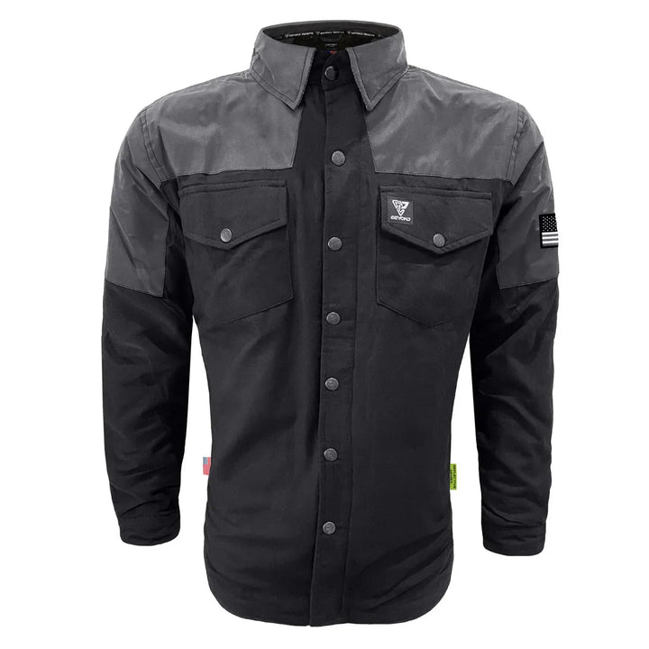 Flannel Reflective Shirt "Nightfall Nebula" - Black with Pads