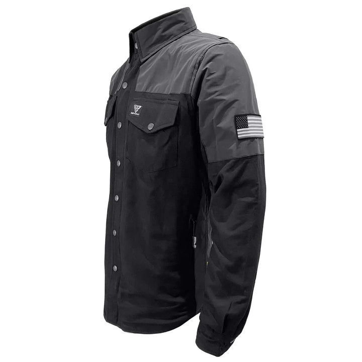 Flannel Reflective Shirt "Nightfall Nebula" - Black with Pads