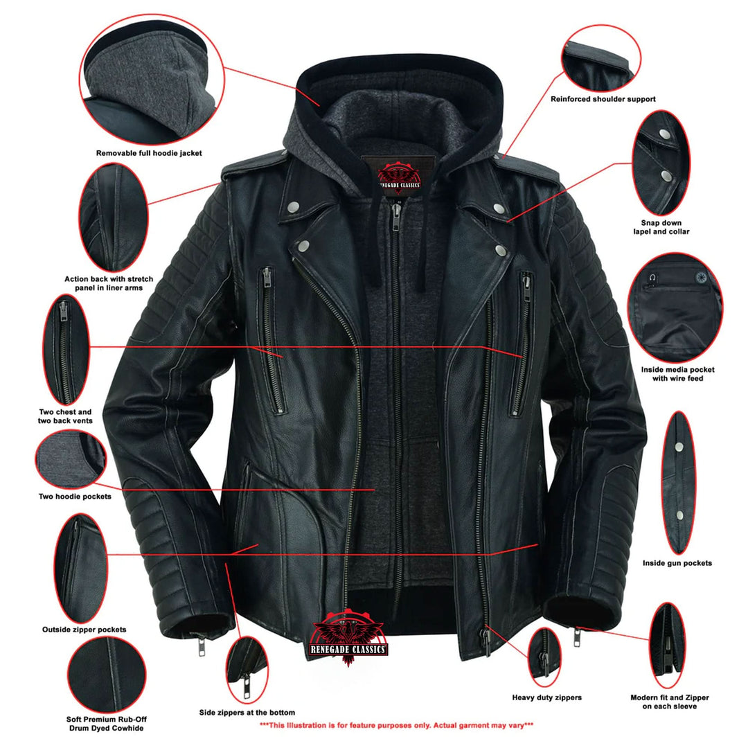 Rush Charm Women's Premium Cowhide Moto Jacket