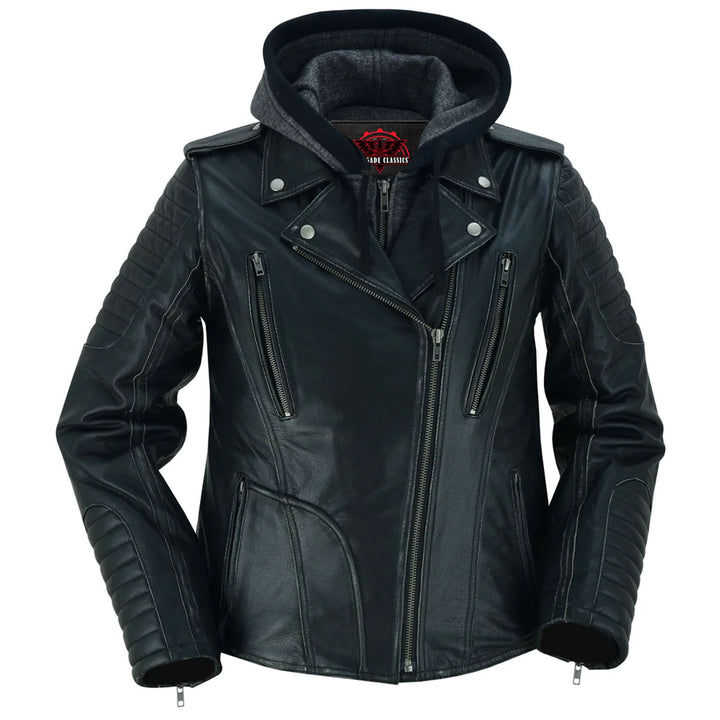 Rush Charm Women's Premium Cowhide Moto Jacket