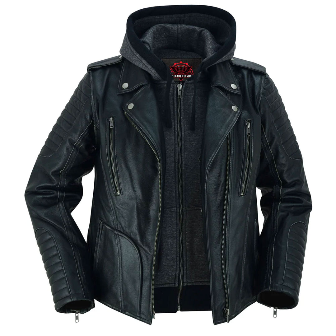 Rush Charm Women's Premium Cowhide Moto Jacket
