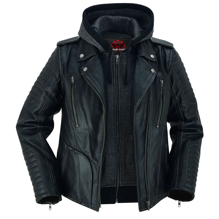 Rush Charm Women's Premium Cowhide Moto Jacket