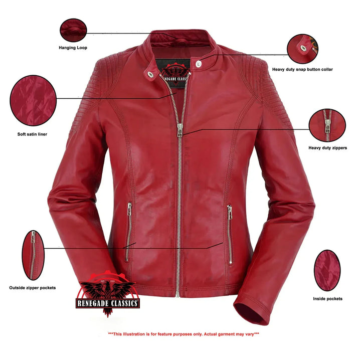 Scarlet Rider Cabernet Women's Red Leather Jacket