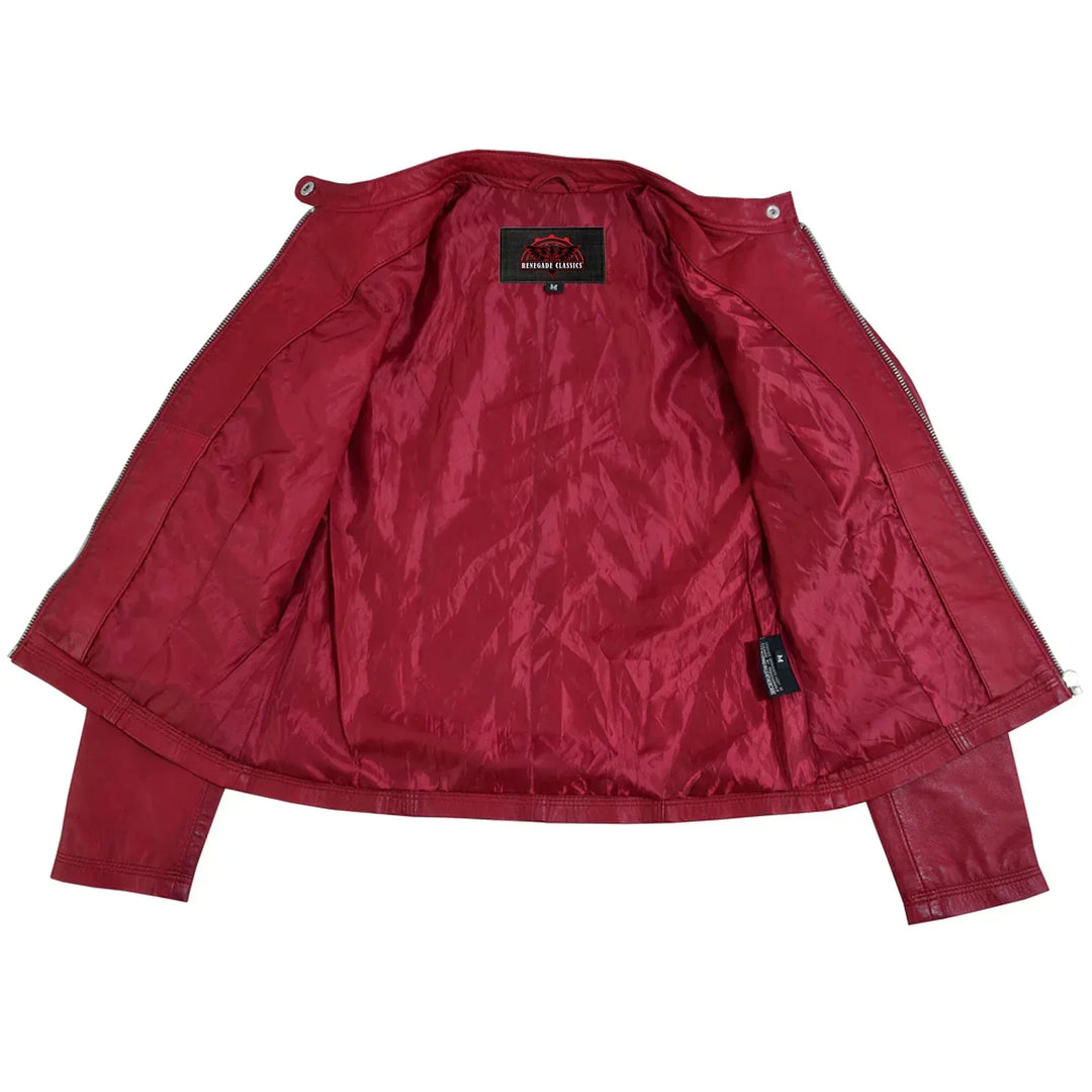 Scarlet Rider Cabernet Women's Red Leather Jacket