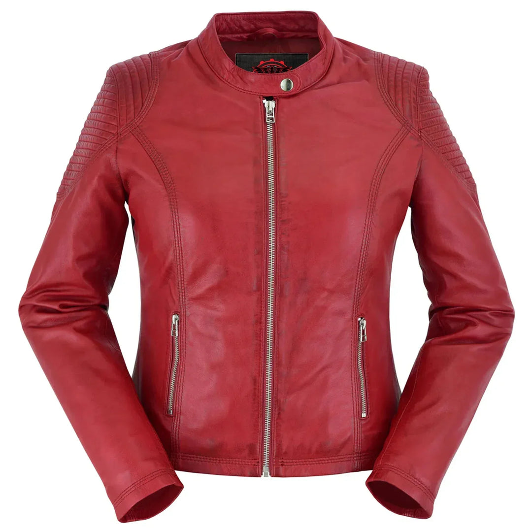 Scarlet Rider Cabernet Women's Red Leather Jacket