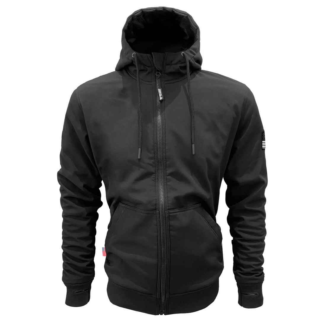 Protective SoftShell Unisex Hoodie - Black Matte with Pads