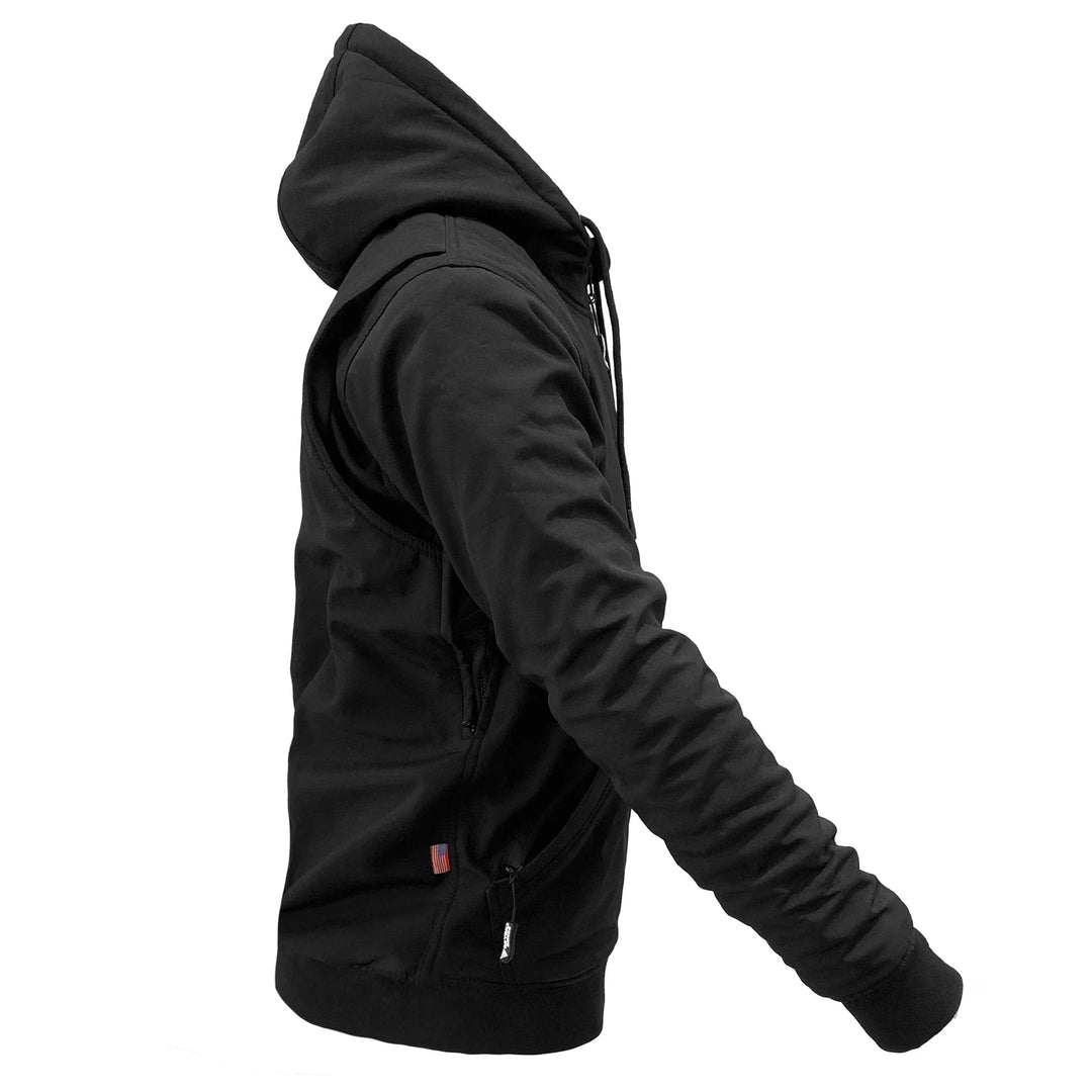 Protective SoftShell Unisex Hoodie - Black Matte with Pads