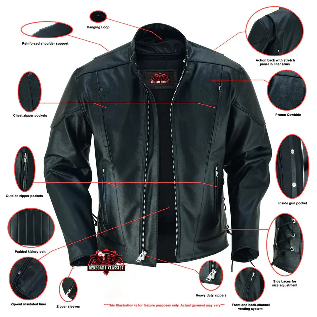 Knuckle Premium Black Men’s Leather Motorcycle Jacket