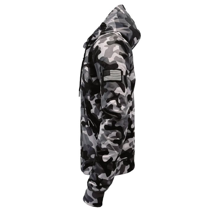 Protective SoftShell Unisex Camouflage Hoodie - "Grey Boomer" with Pads
