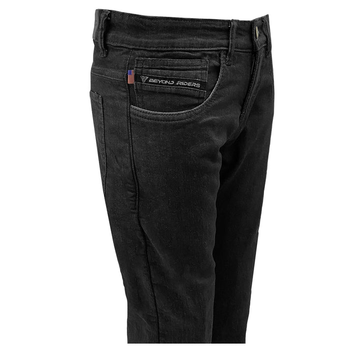 Straight Leg Protective Jeans for Women - Black with Pads