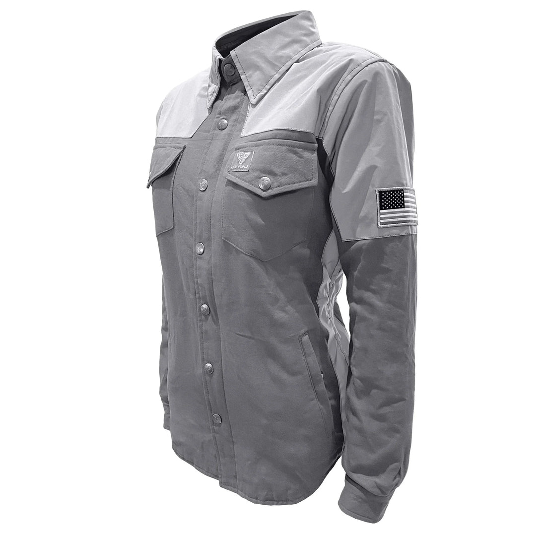 Flannel Reflective Shirt "Twilight Titanium" for Women - Grey with Pads