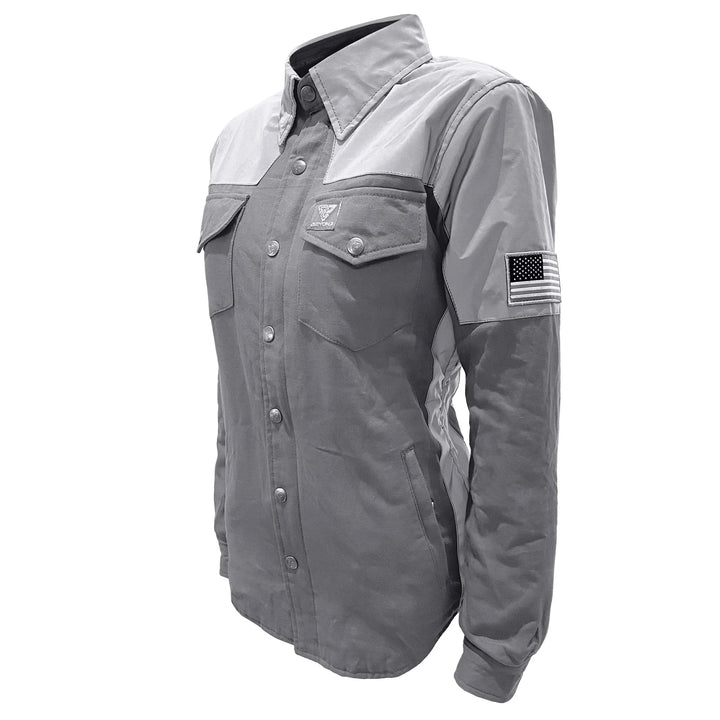 Flannel Reflective Shirt "Twilight Titanium" for Women - Grey with Pads