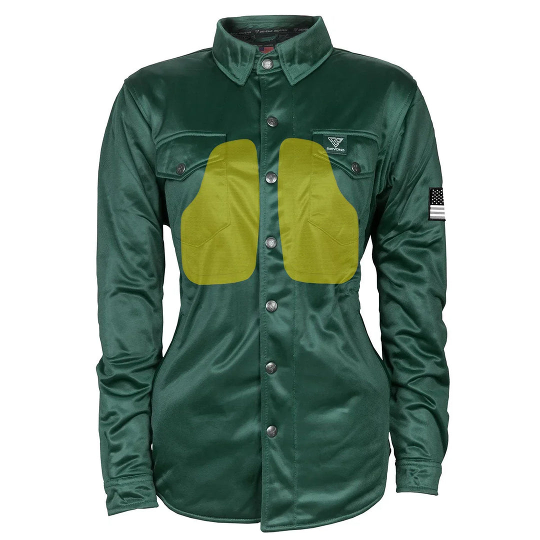 Ultra Protective Shirt for Women - Dark Green Solid with Pads