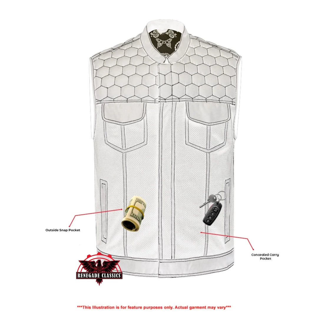 Mesh Rave Men's Black Mesh Textile Vest with Black Paisley Liner