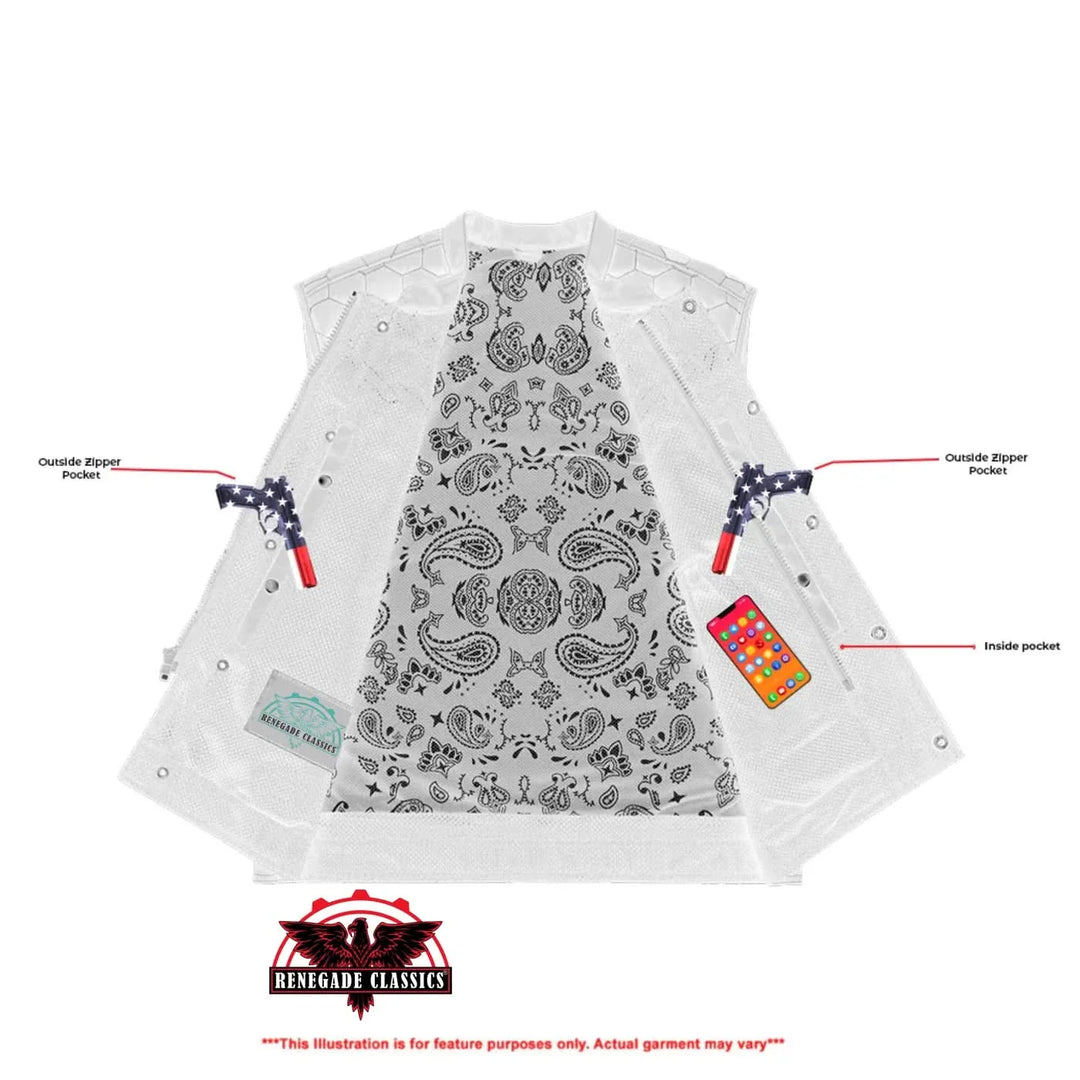 Blue Soul Men's Black Mesh Textile Vest with Blue Paisley Liner