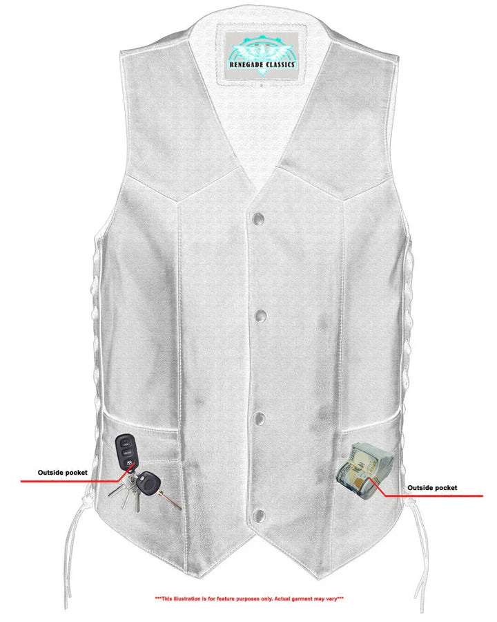 Guild Gold Men's Leather Motorcycle Vest - Black
