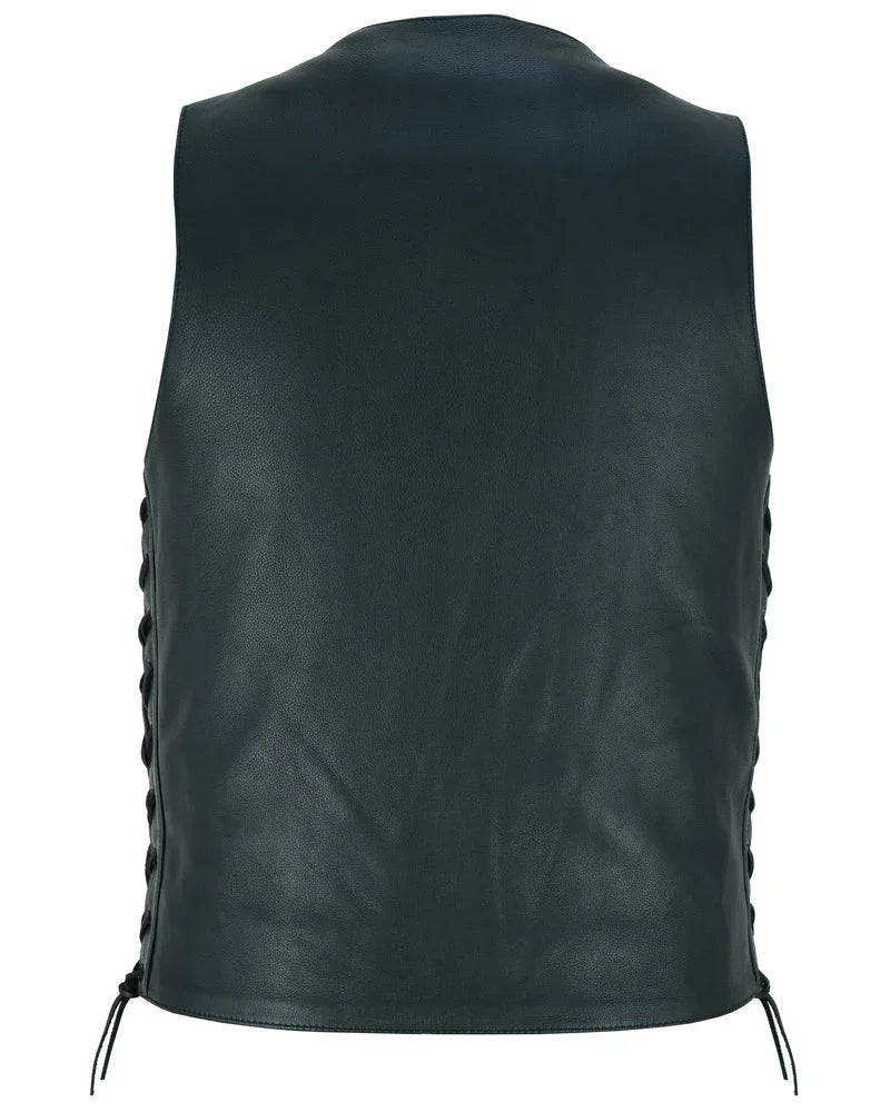 Guild Gold Men's Leather Motorcycle Vest - Black