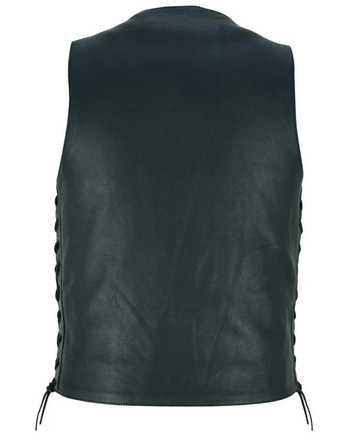 Guild Gold Men's Leather Motorcycle Vest - Black