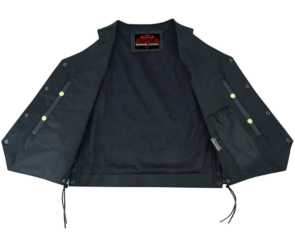Guild Gold Men's Leather Motorcycle Vest - Black