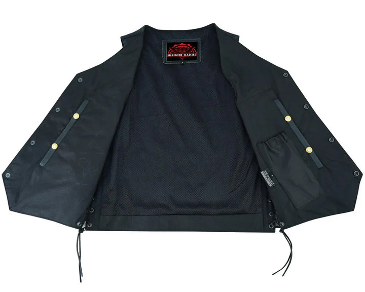 Guild Gold Men's Leather Motorcycle Vest - Black
