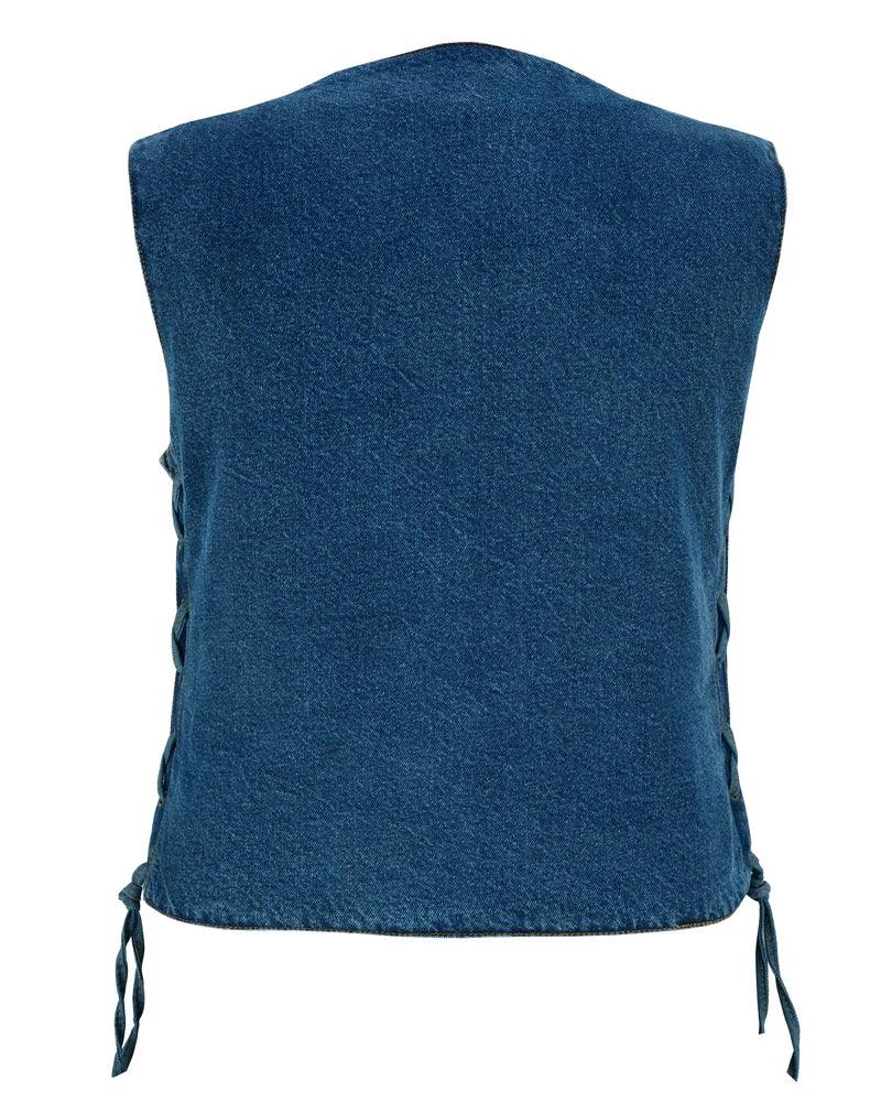 DM Women's 6 Pocket Denim Utility Vest - Blue
