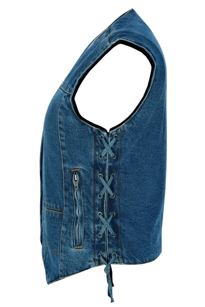 DM Women's 6 Pocket Denim Utility Vest - Blue
