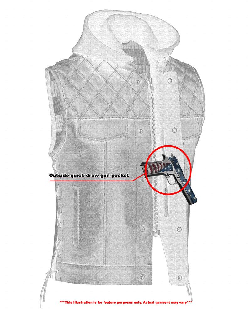 Highway Bound Men's Leather Biker Vest - Black