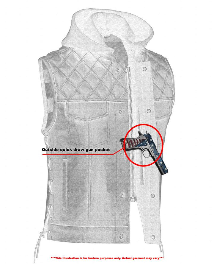 Highway Bound Men's Leather Biker Vest - Black