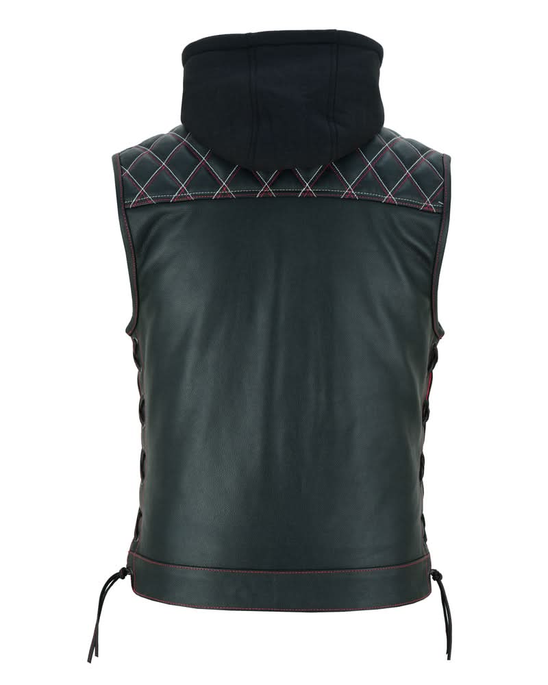 Highway Bound Men's Leather Biker Vest - Black