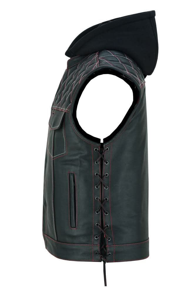 Highway Bound Men's Leather Biker Vest - Black