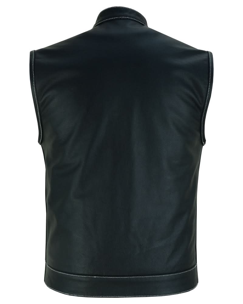 TonUp Men's Paisley Black Leather Motorcycle Vest