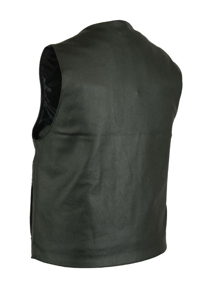 SolidRider Men's Leather Motorcycle Vest - Black