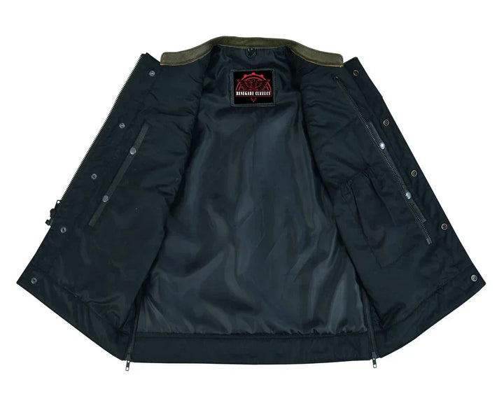 ShadowProof Whiskey Men's Motorcycle Leather Vest - Black