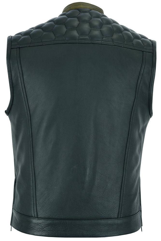 ShadowProof Whiskey Men's Motorcycle Leather Vest - Black