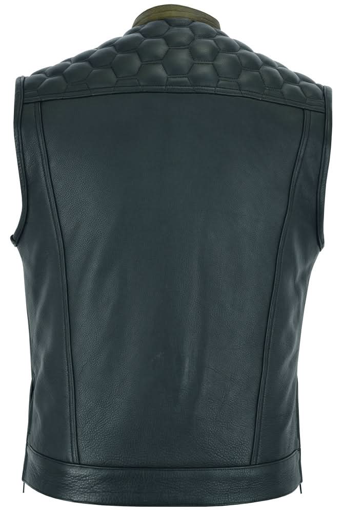 ShadowProof Whiskey Men's Motorcycle Leather Vest - Black