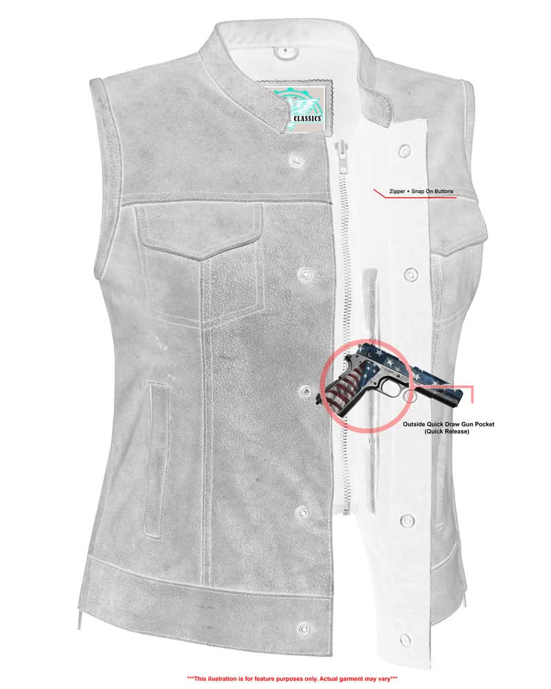 DS Women's Premium Single Back Panel Concealment Vest - GRAY