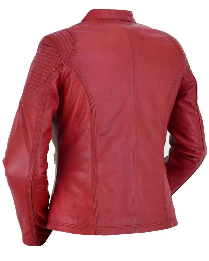 Scarlet Rider Cabernet Women's Red Leather Jacket