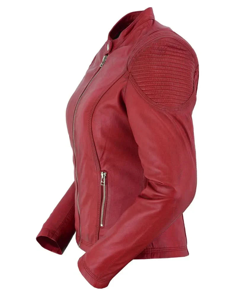Scarlet Rider Cabernet Women's Red Leather Jacket