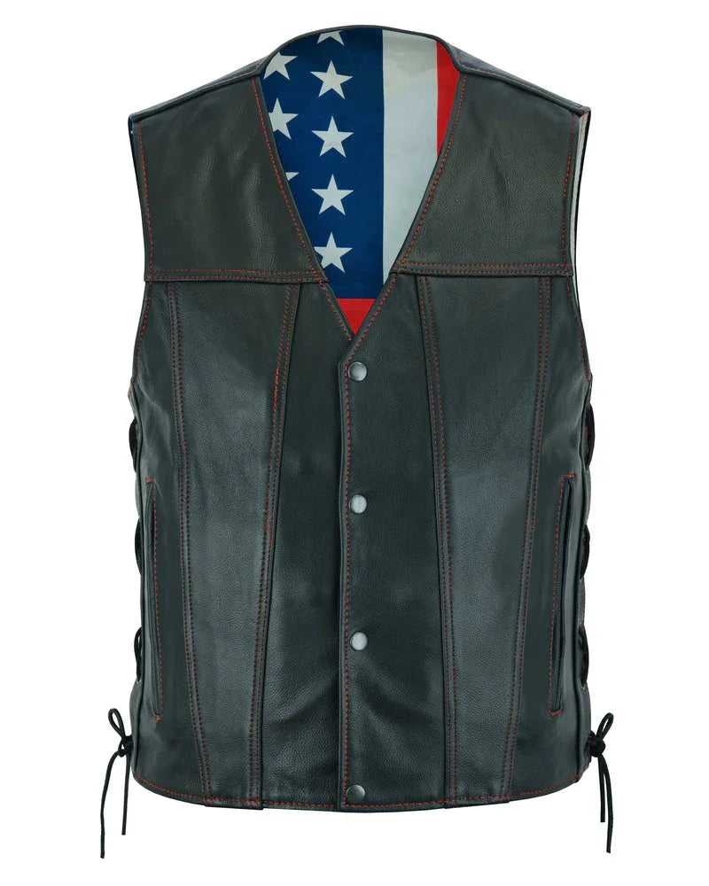 Tribute Men's Black Leather Motorcycle