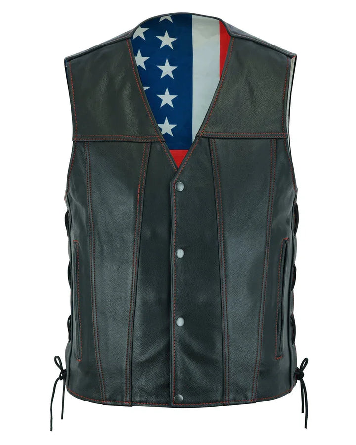Tribute Men's Black Leather Motorcycle